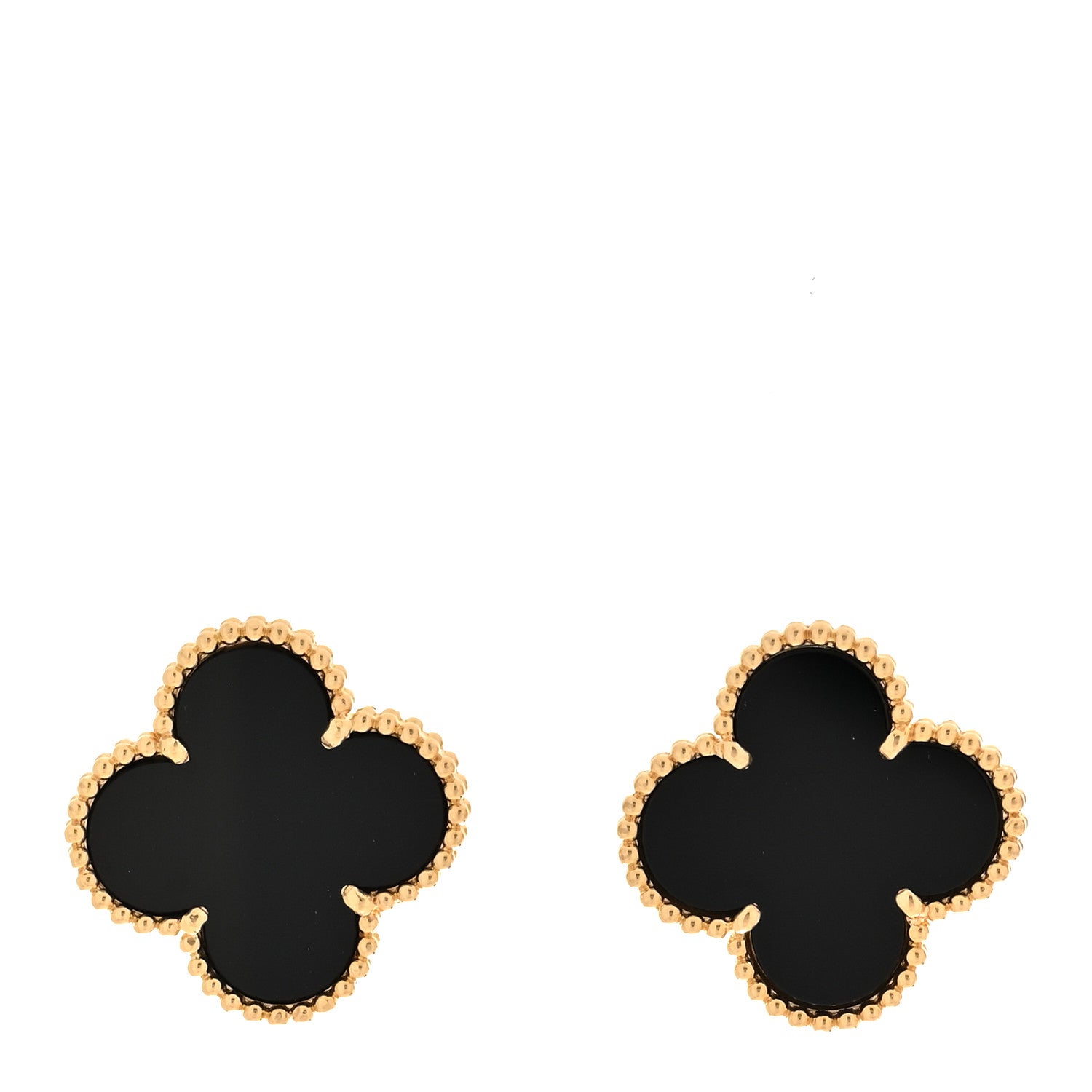 Van Cleef & Arpels 18K Yellow Gold Black Onyx Magic Alhambra Earrings 1 of 5