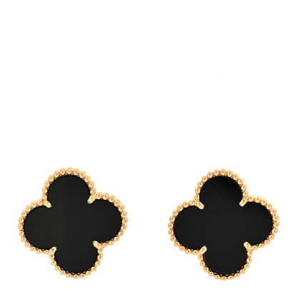 Van Cleef & Arpels 18K Yellow Gold Black Onyx Magic Alhambra Earrings 1 of 5