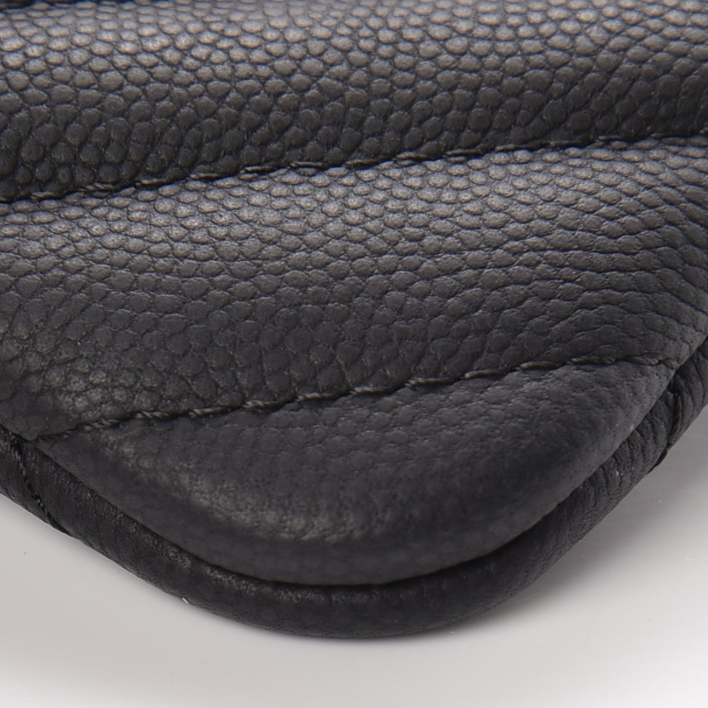 Caviar Chevron Quilted Small Cosmetic Case Black