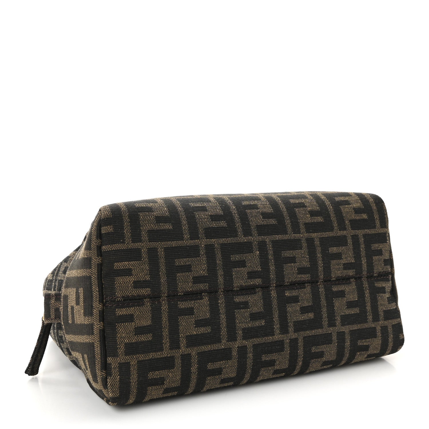 Fendi Fabric Jacquard FF 1974 Medium Trapezoid Beauty Pouch Tobacco Moro Black 4 of 7