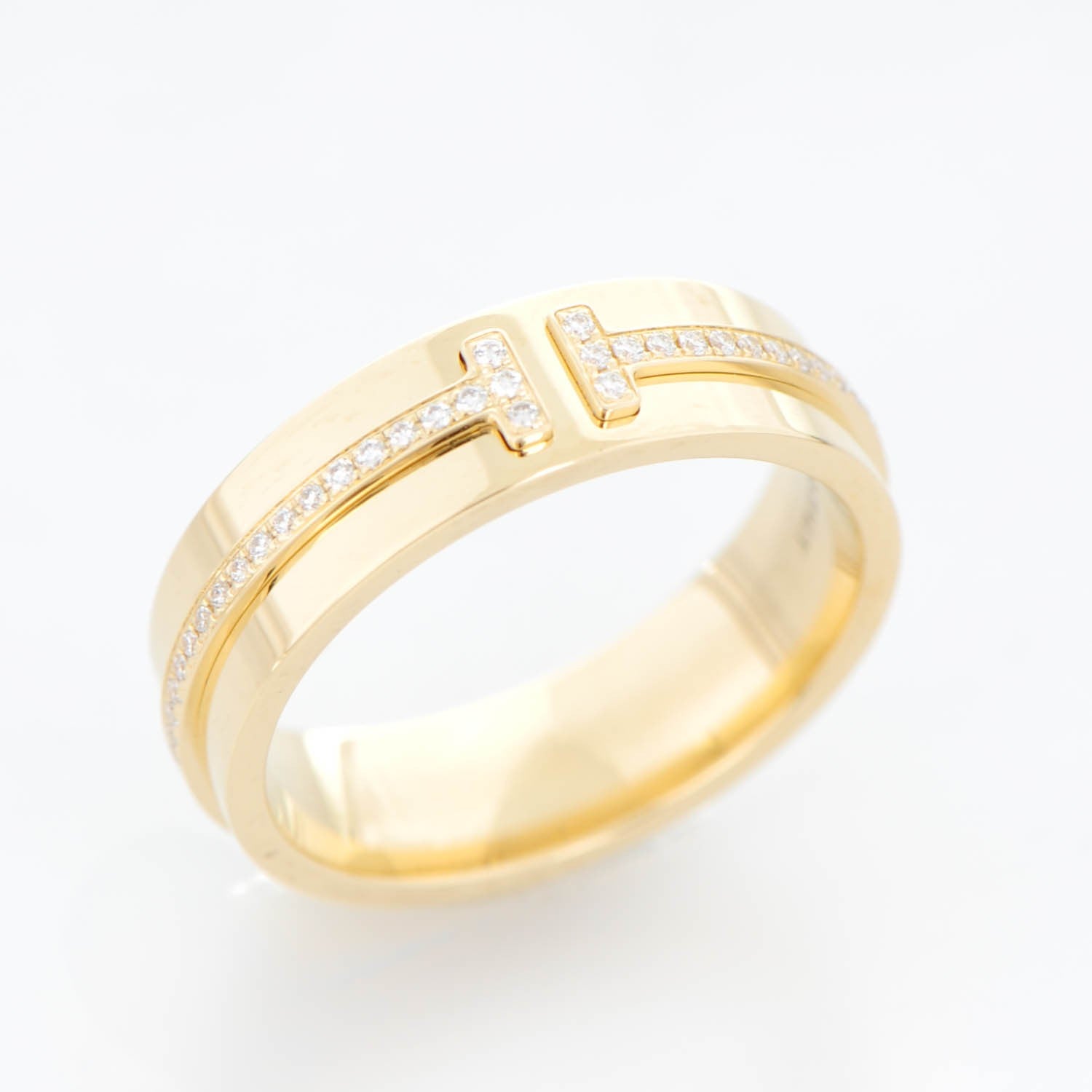 Tiffany 18K Yellow Gold Diamond T Two Ring 6.5 7 of 8