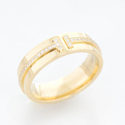 Tiffany 18K Yellow Gold Diamond T Two Ring 6.5 7 of 8