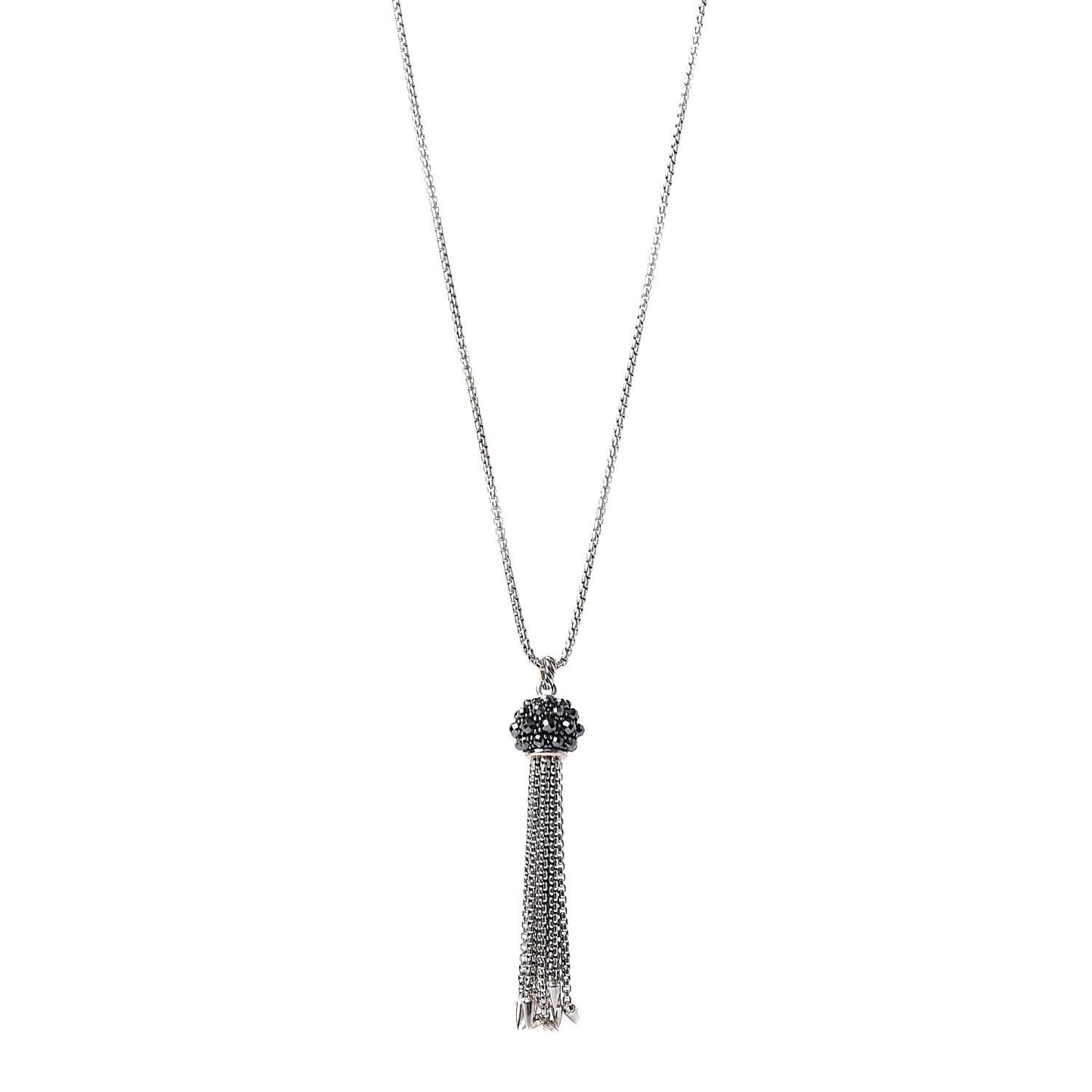 Sterling Silver Hematine Cable Berries Tassel Pendant Necklace