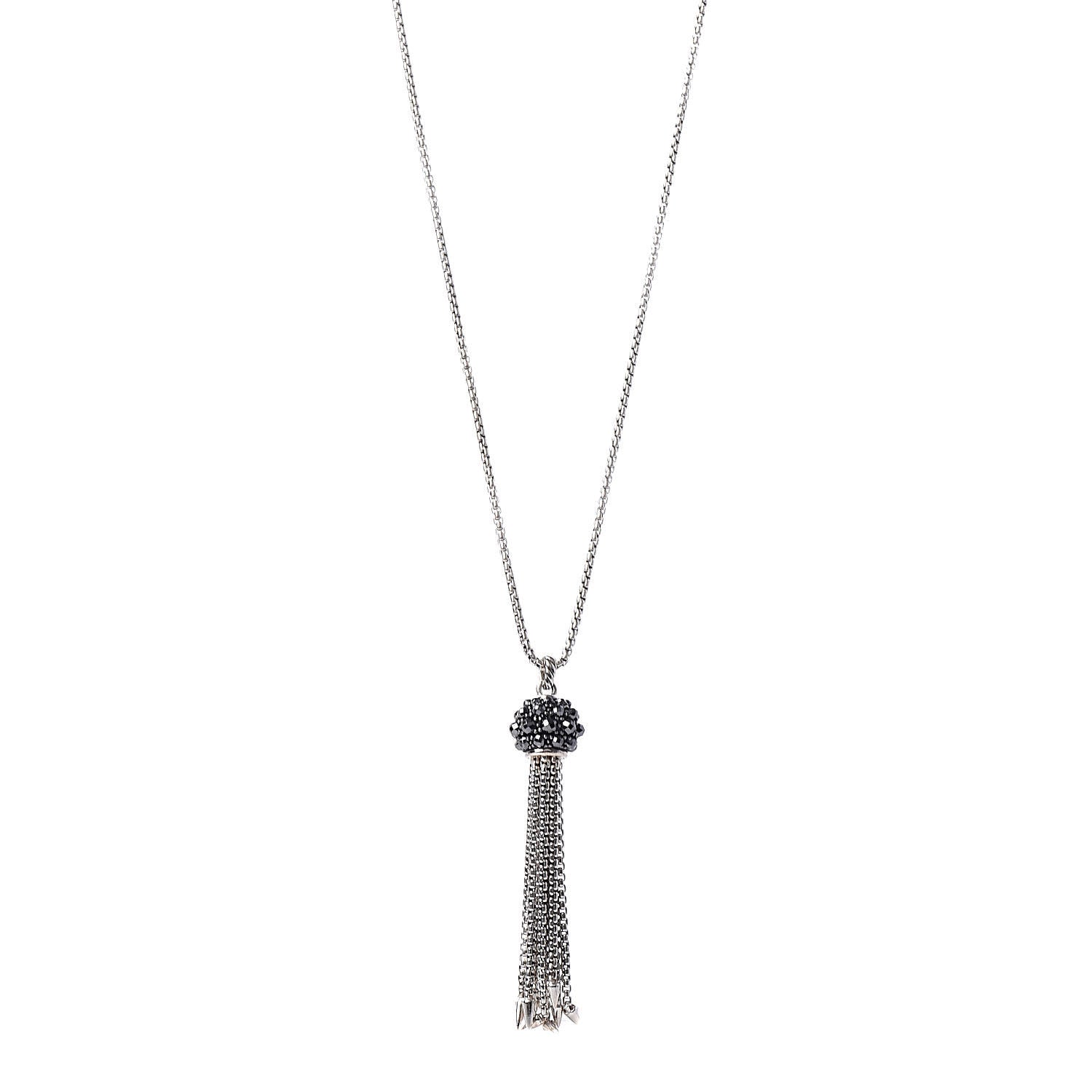 David Yurman Sterling Silver Hematine Cable Berries Tassel Pendant Necklace 1 of 5