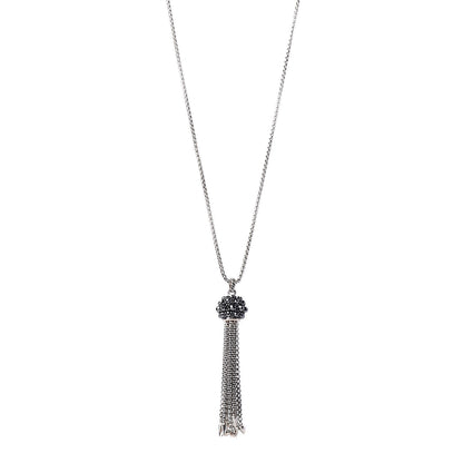 David Yurman Sterling Silver Hematine Cable Berries Tassel Pendant Necklace 1 of 5