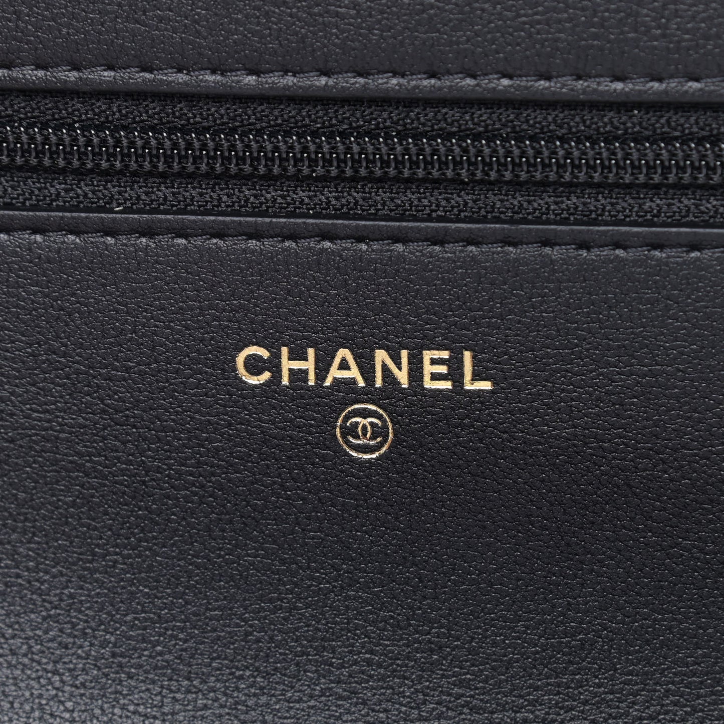 Calfskin Quilted Pearl Wallet On Chain WOC Black