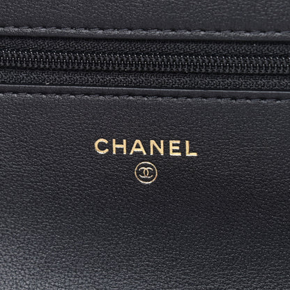Chanel Calfskin Quilted Pearl Wallet On Chain WOC Black 5 of 8