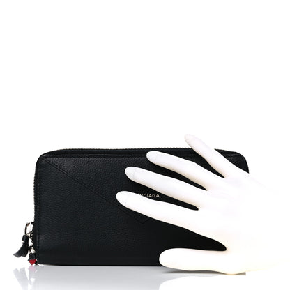 Balenciaga Calfskin Continental Zip Around Wallet Black 2 of 7
