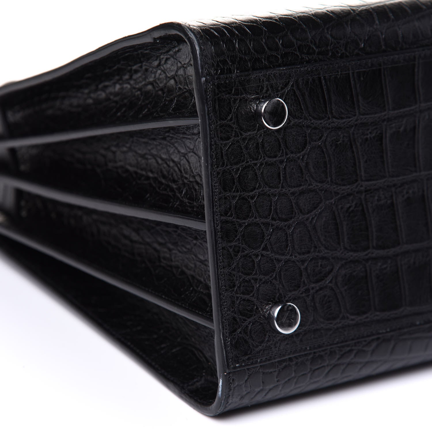 Saint Laurent Calfskin Crocodile Embossed Small Sac de Jour Black 8 of 9
