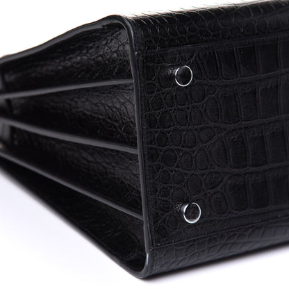 Saint Laurent Calfskin Crocodile Embossed Small Sac de Jour Black 8 of 9
