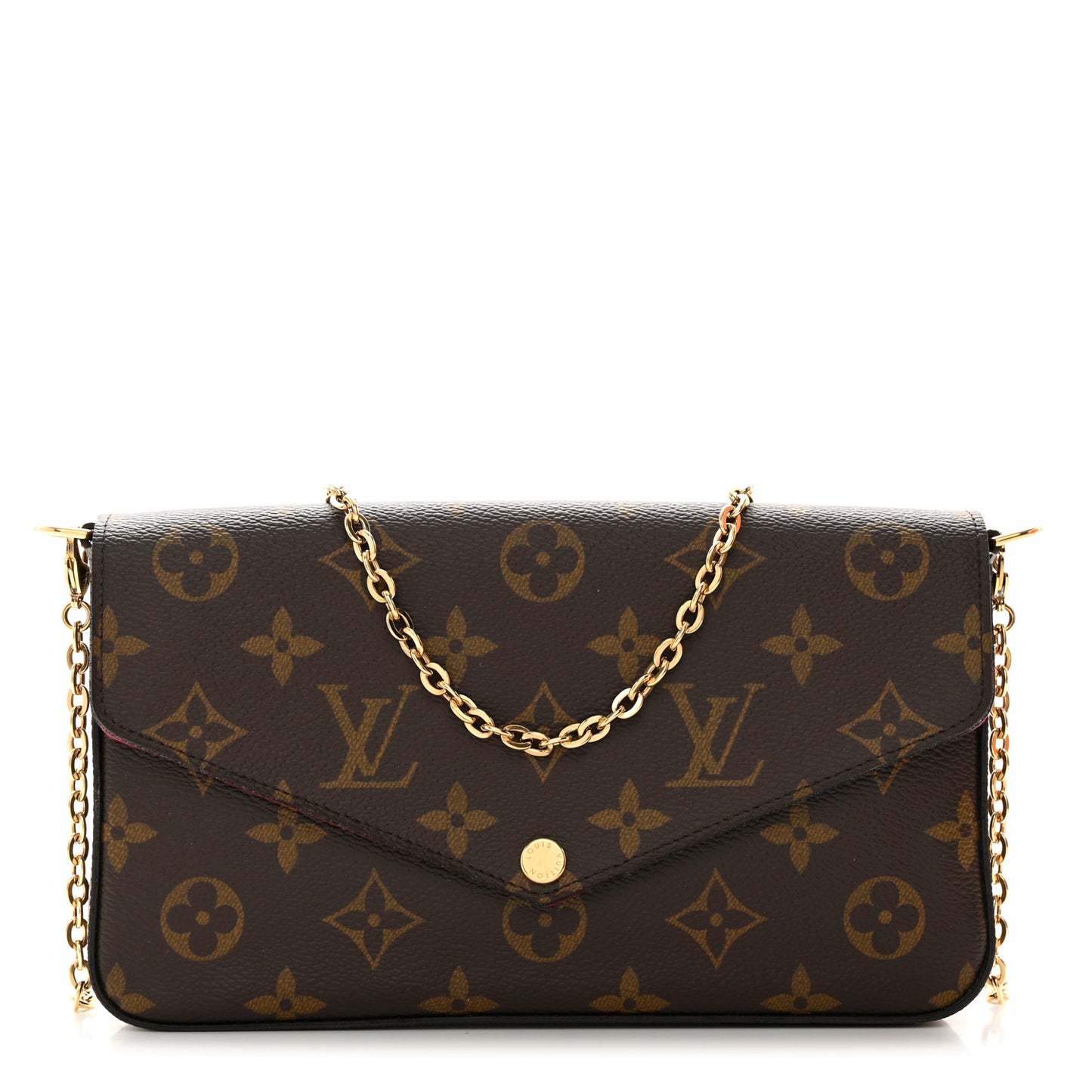 Monogram Pochette Felicie Chain Wallet Fuchsia