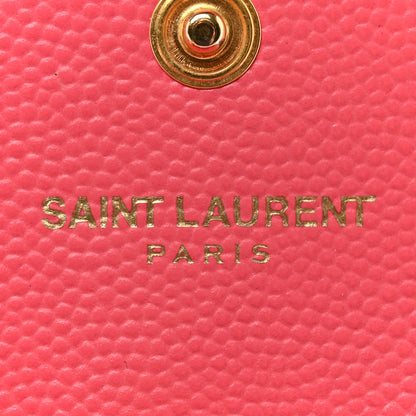 Saint Laurent Grain De Poudre Matelasse Chevron Small Monogram Envelope Wallet Rose Clair 6 of 12