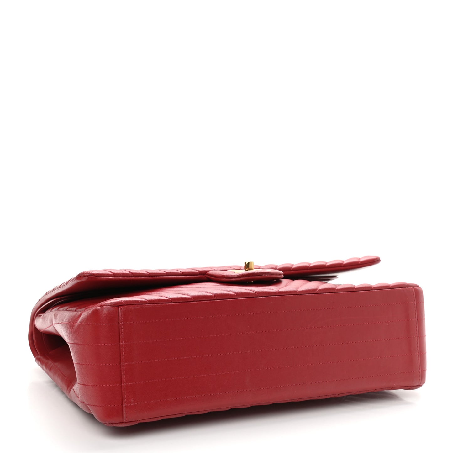 Lambskin Chevron Quilted Maxi Double Flap Dark Red