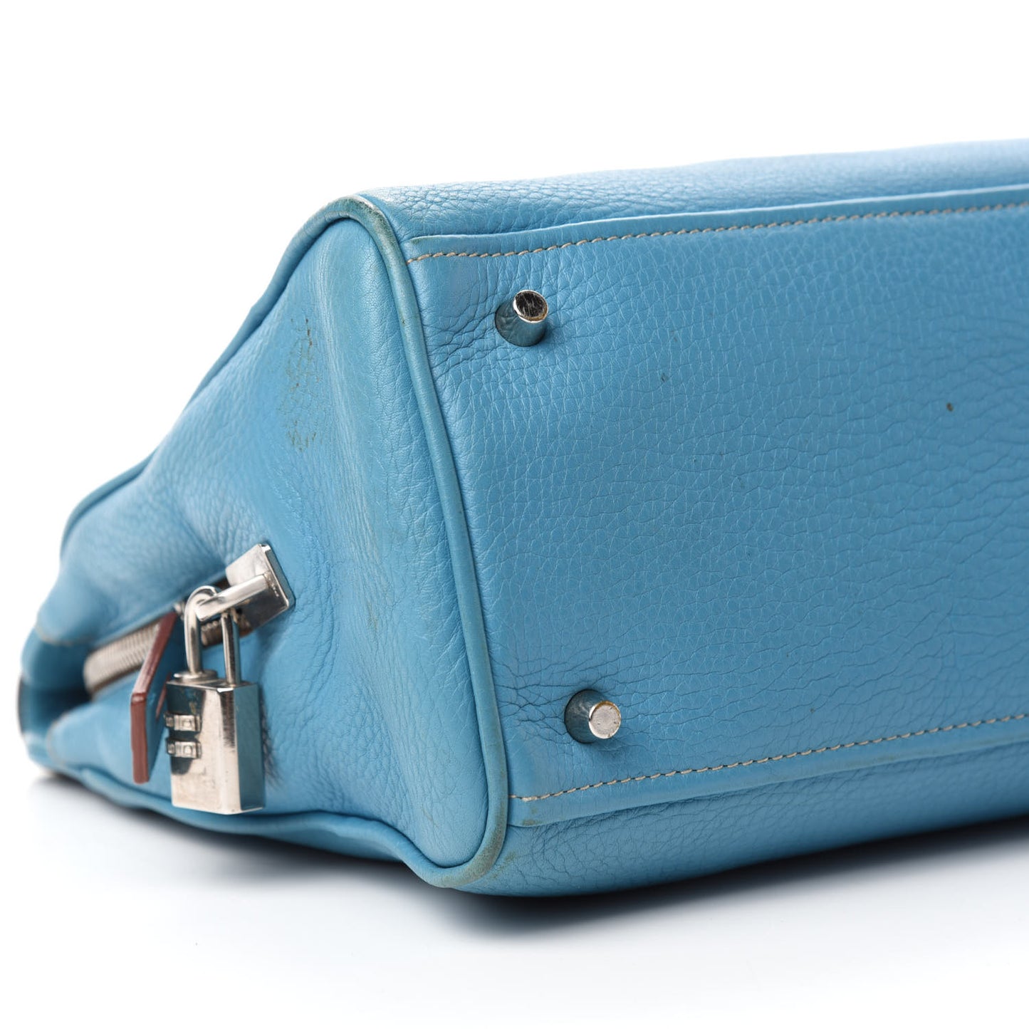 Vitello Top Handle Tote Turchese