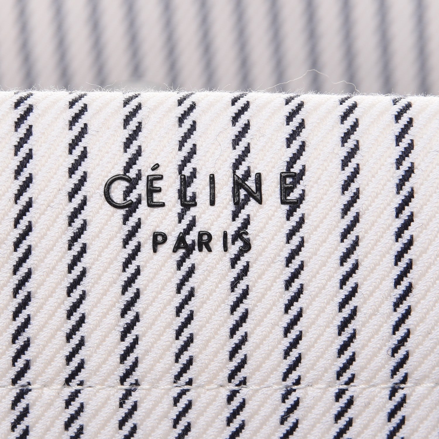 Celine Cotton Canvas Striped Medium Phantom Luggage White Navy 6 of 8