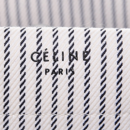 Celine Cotton Canvas Striped Medium Phantom Luggage White Navy 6 of 8