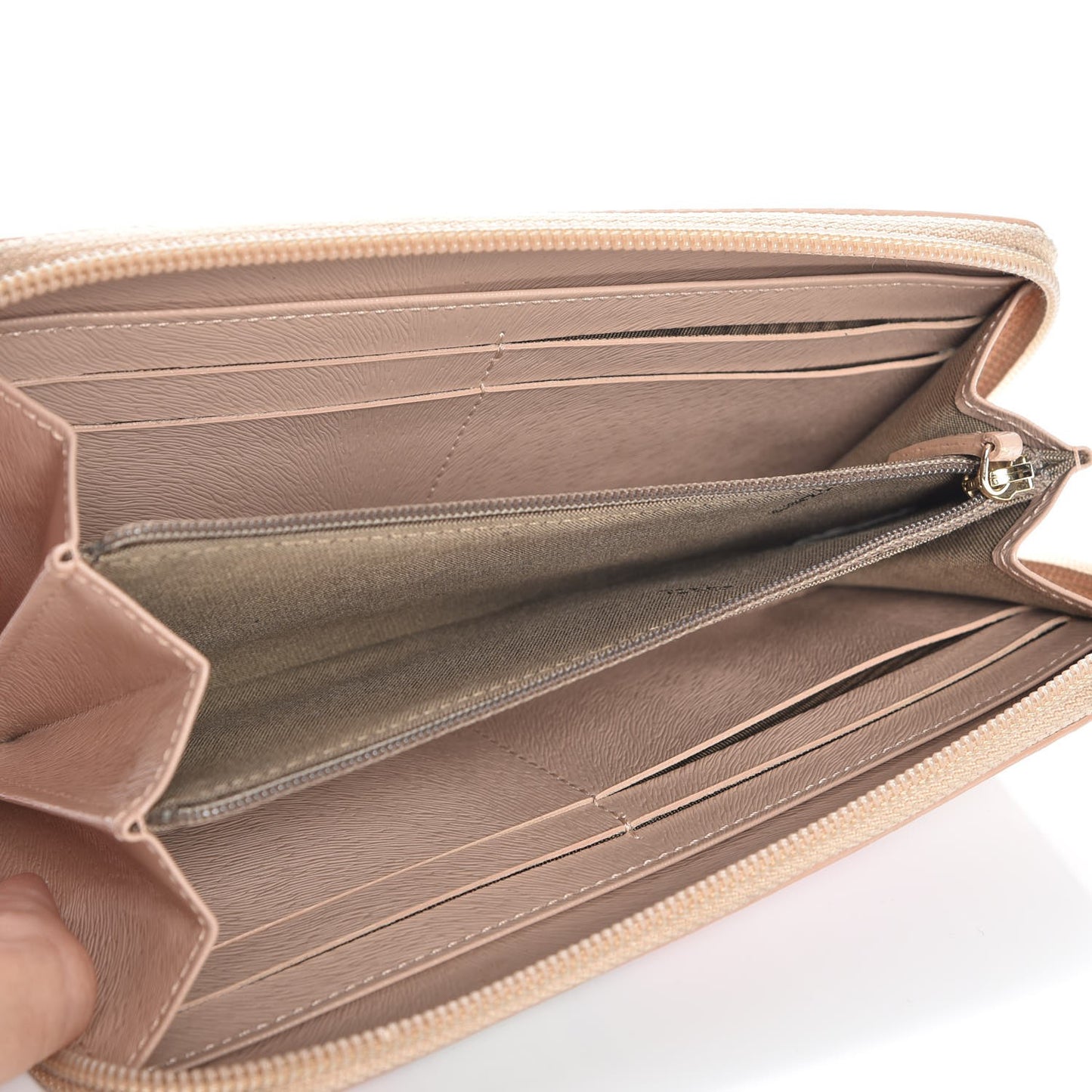 Zucca Spalmati Vitello FF Multicolor Zip Around Wallet Beige Multicolor Cipria