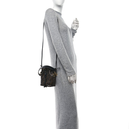Fendi Vitello Liberty F is Fendi Bi-Color FF 1974 Embossed Mini Mon Tresor Bucket Bag Maya Black 2 of 14