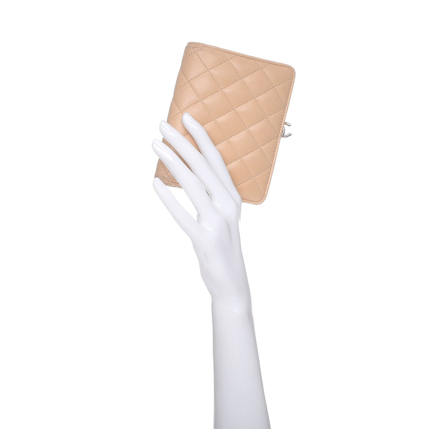 Lambskin Quilted Compact Wallet Beige