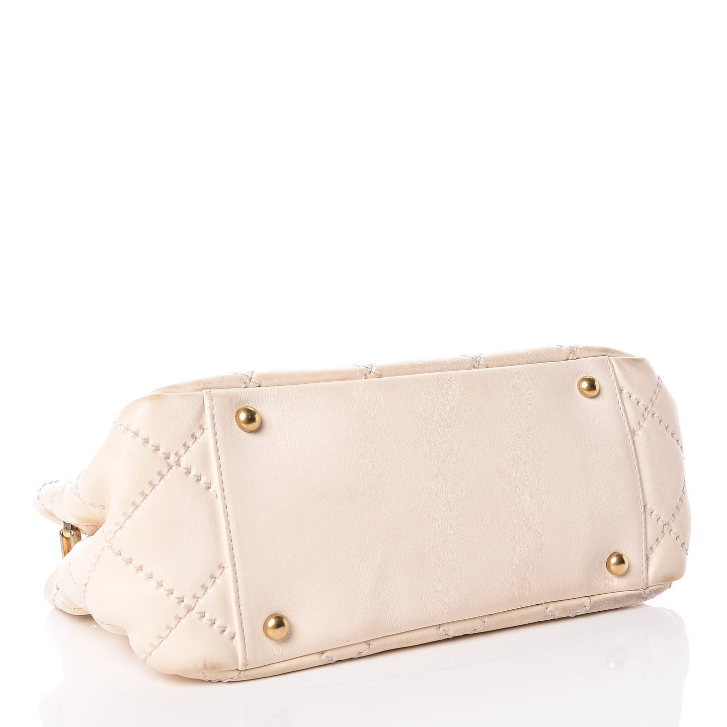 Calfskin Quilted Retro Chain Flap Beige