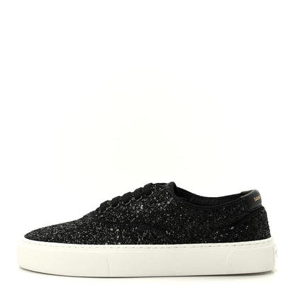 Saint Laurent Calfskin Crystal Glitter Venice Low Top Sneakers 36.5 Black 1 of 11