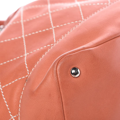 Chanel Lambskin Contrast Stitch Small Drawstring Tote Coral 8 of 17