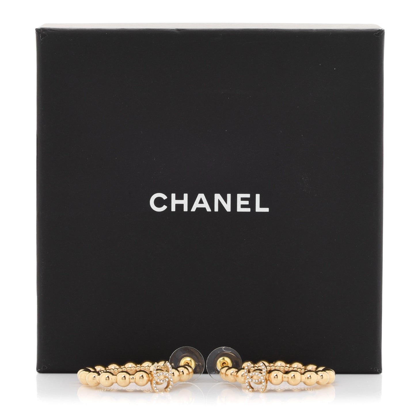Crystal CC Hoop Earrings Gold