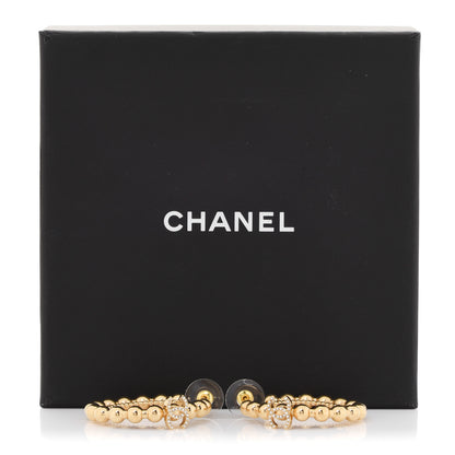 Chanel Crystal CC Hoop Earrings Gold 4 of 4