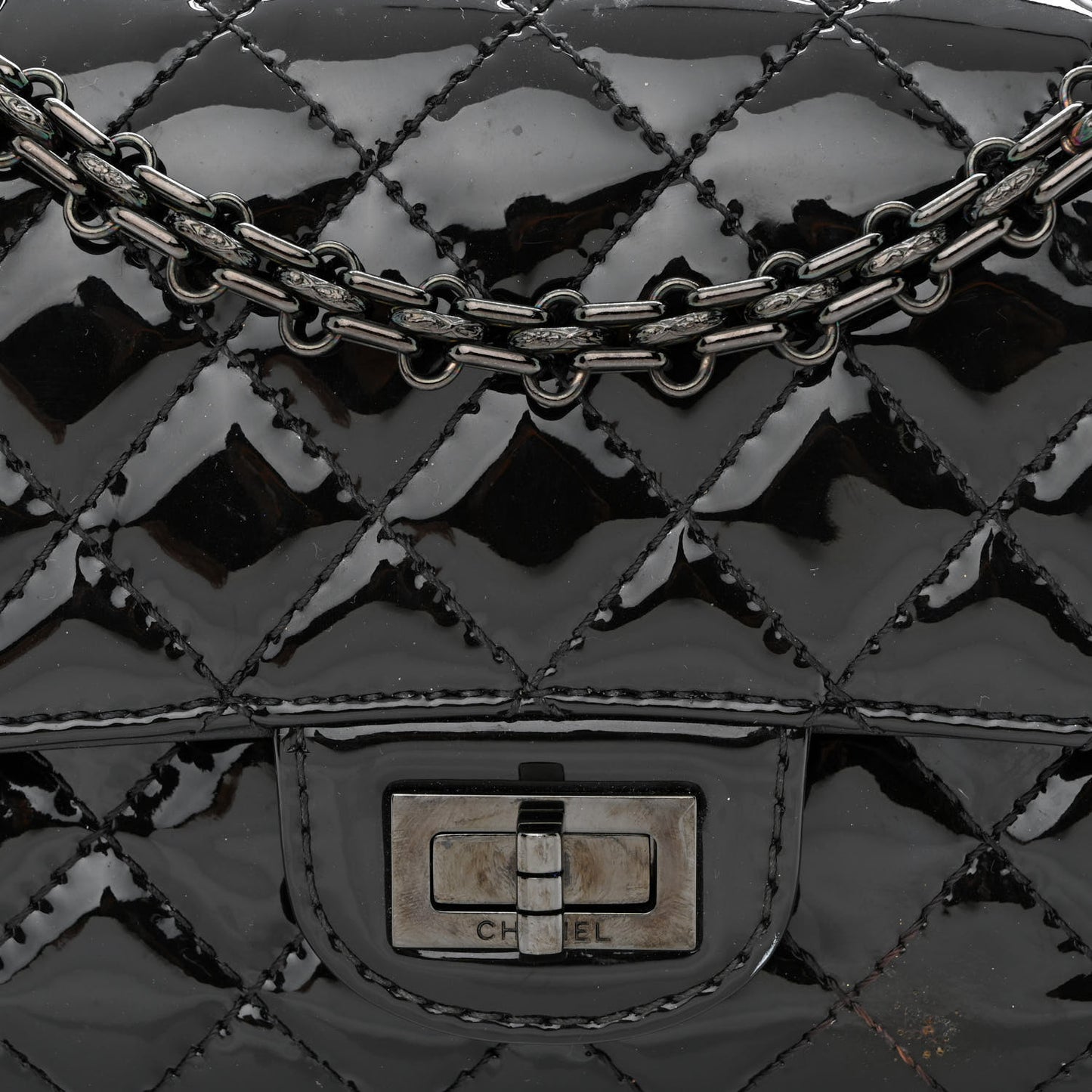 Patent Calfskin Quilted 2.55 Reissue Mini Flap So Black