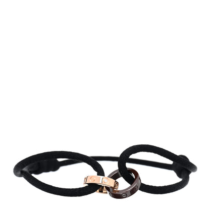 Cartier 18K Pink Gold Ceramic 4 Diamond LOVE Cord Bracelet Black 1 of 3