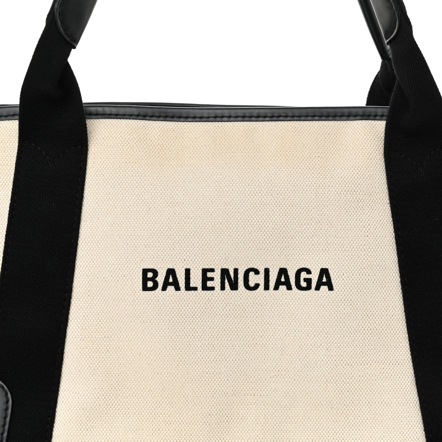 Cotton Canvas Calfskin Navy Cabas S Natural Black