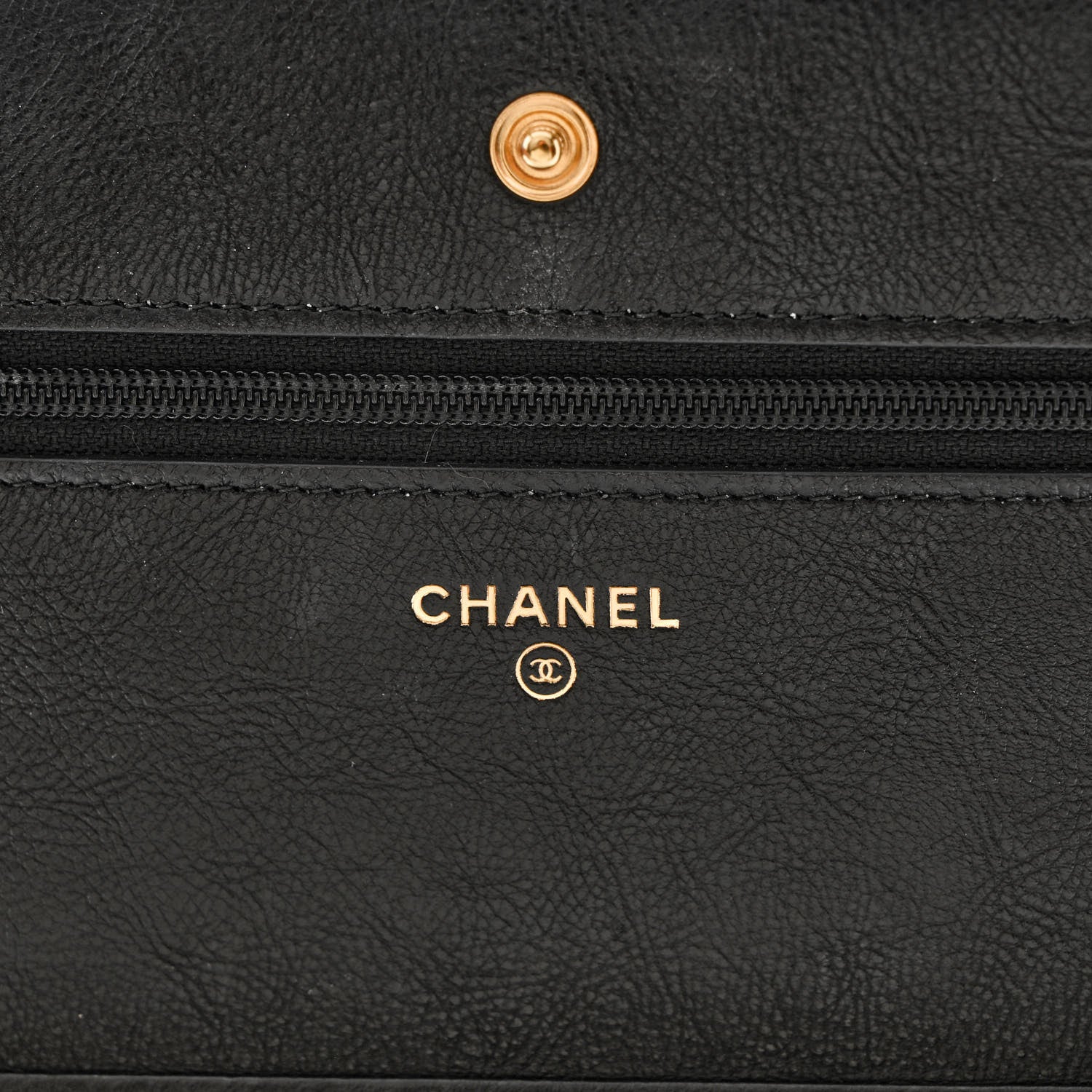 Chanel Crumpled Calfskin Chevron Quilted Wallet On Chain WOC Black 6 of 12