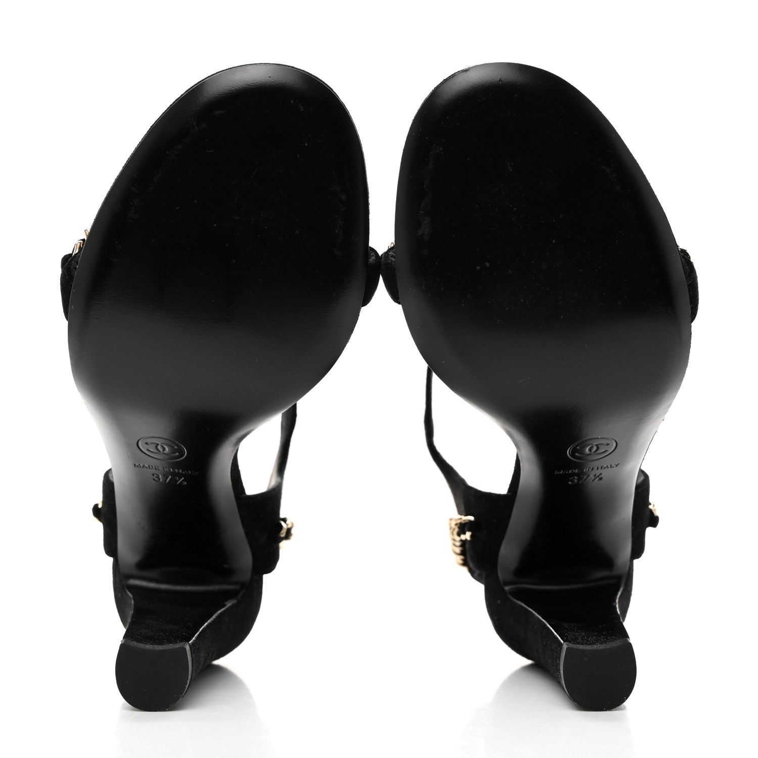 Chanel Suede CC Chain Sandals 37.5 Black 5 of 7