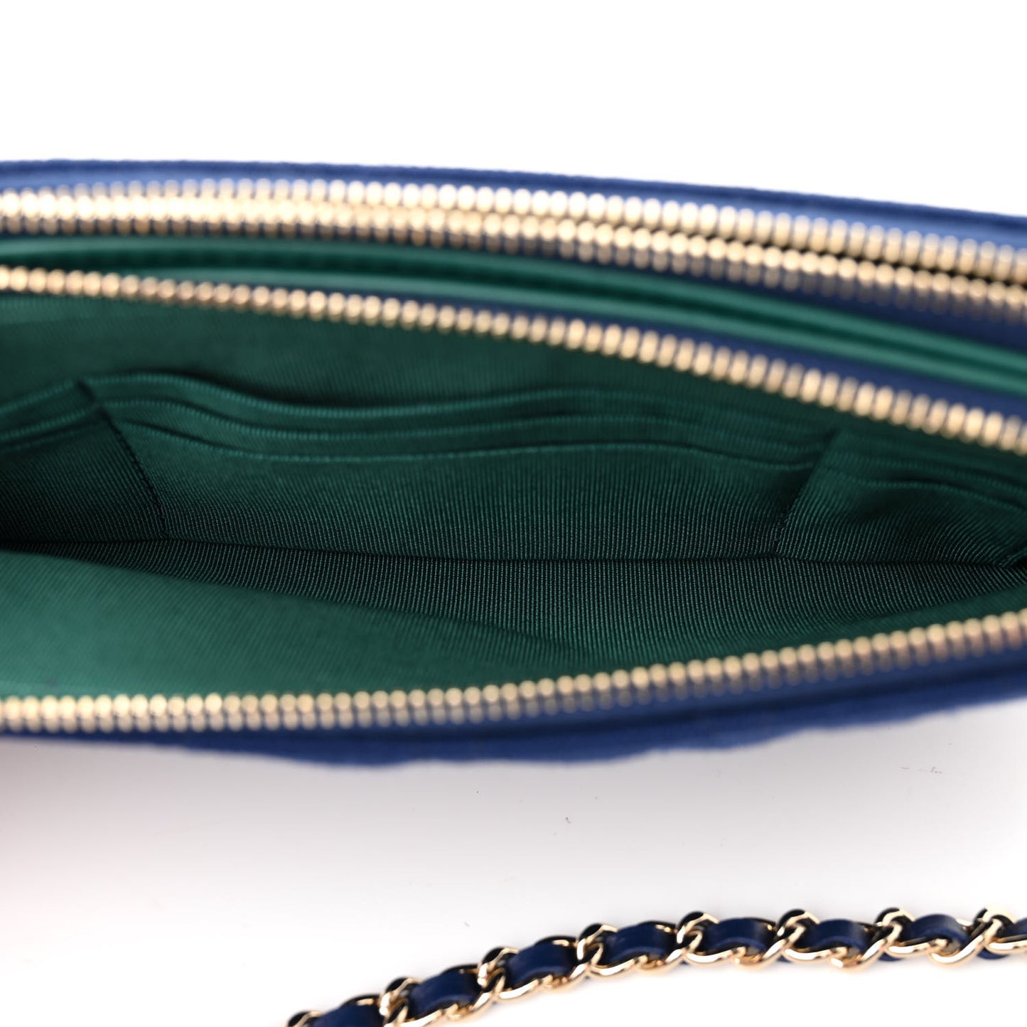 Jersey Quilted Small Clutch With Chain Navy