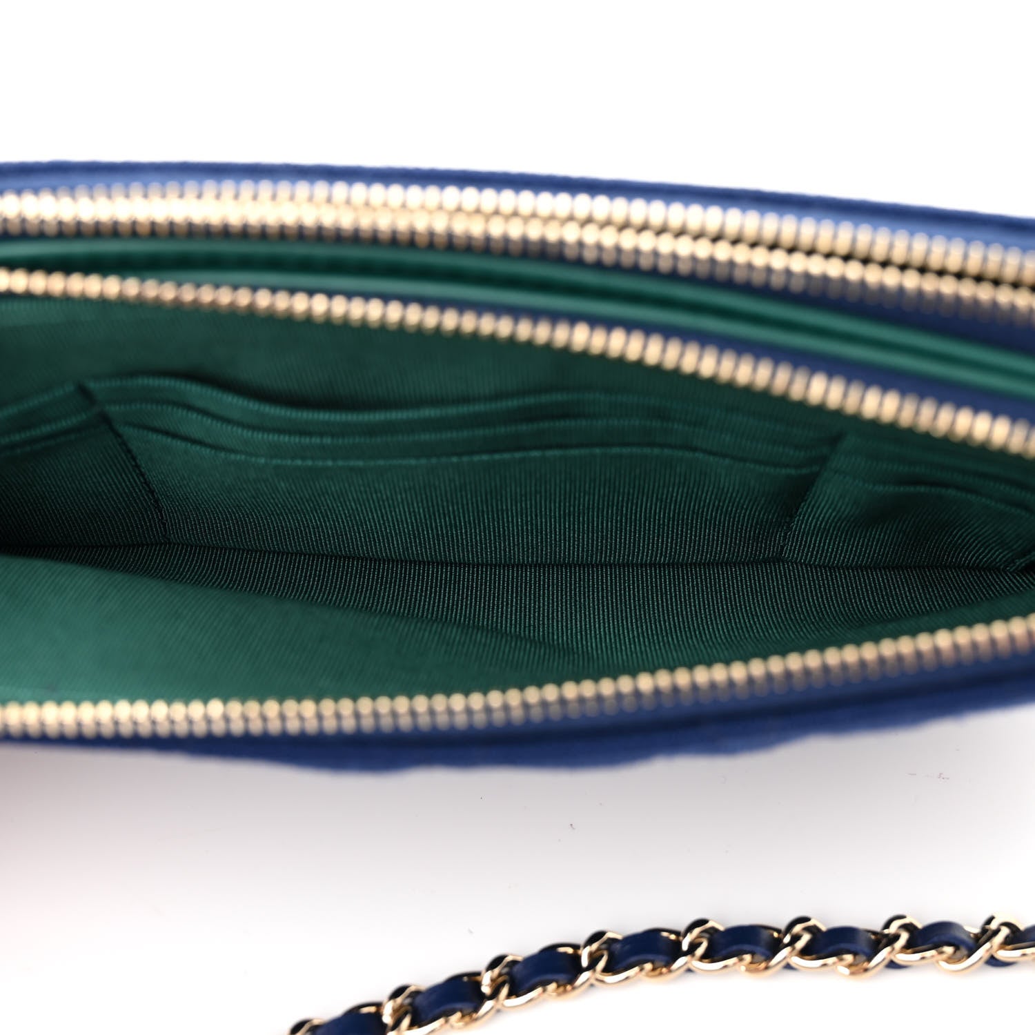 Chanel Jersey Quilted Small Clutch With Chain Navy 6 of 13