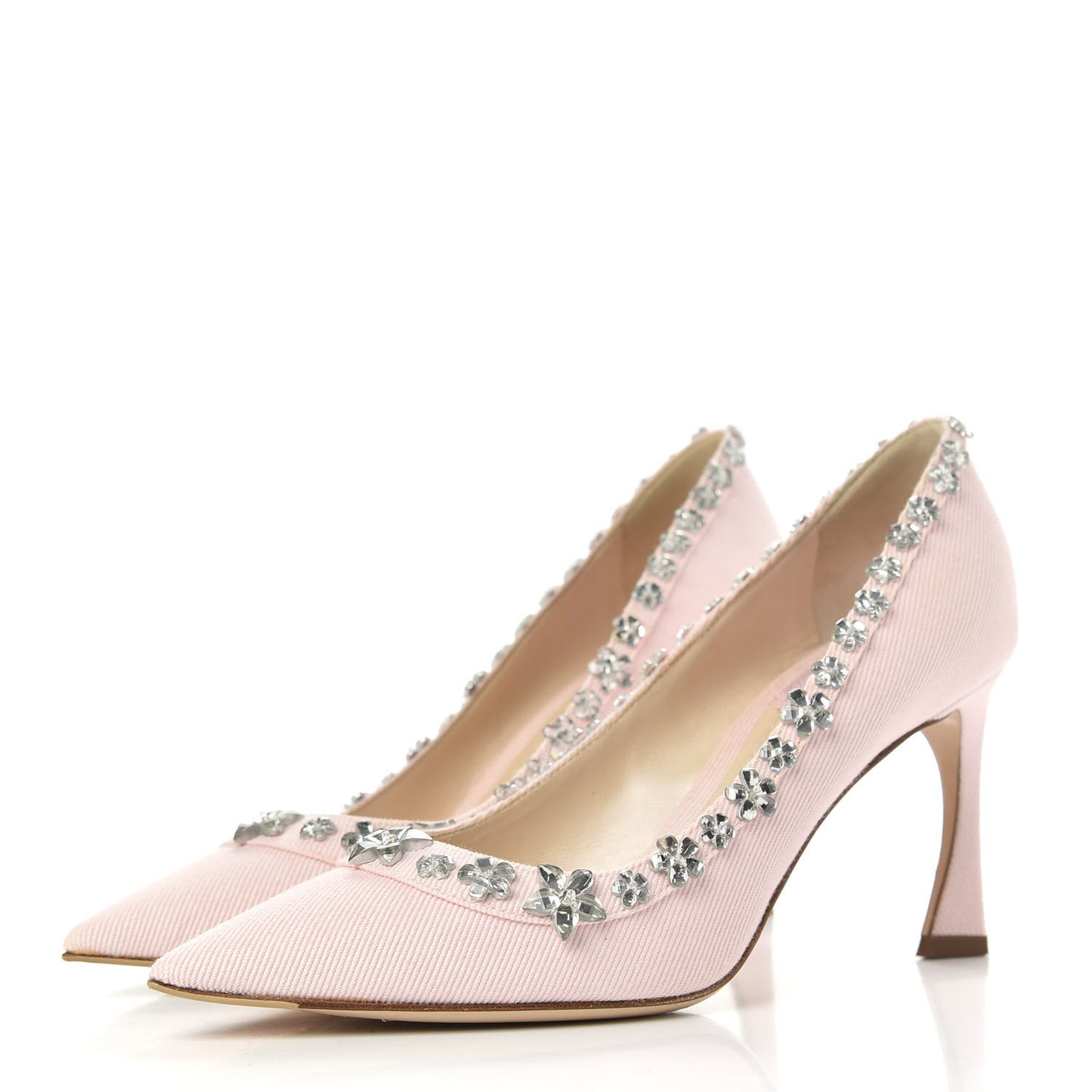 Denim Crystal Garland Pumps 35 Pink