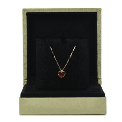 Van Cleef & Arpels 18K Rose Gold Carnelian Sweet Alhambra Heart Pendant Necklace 7 of 7
