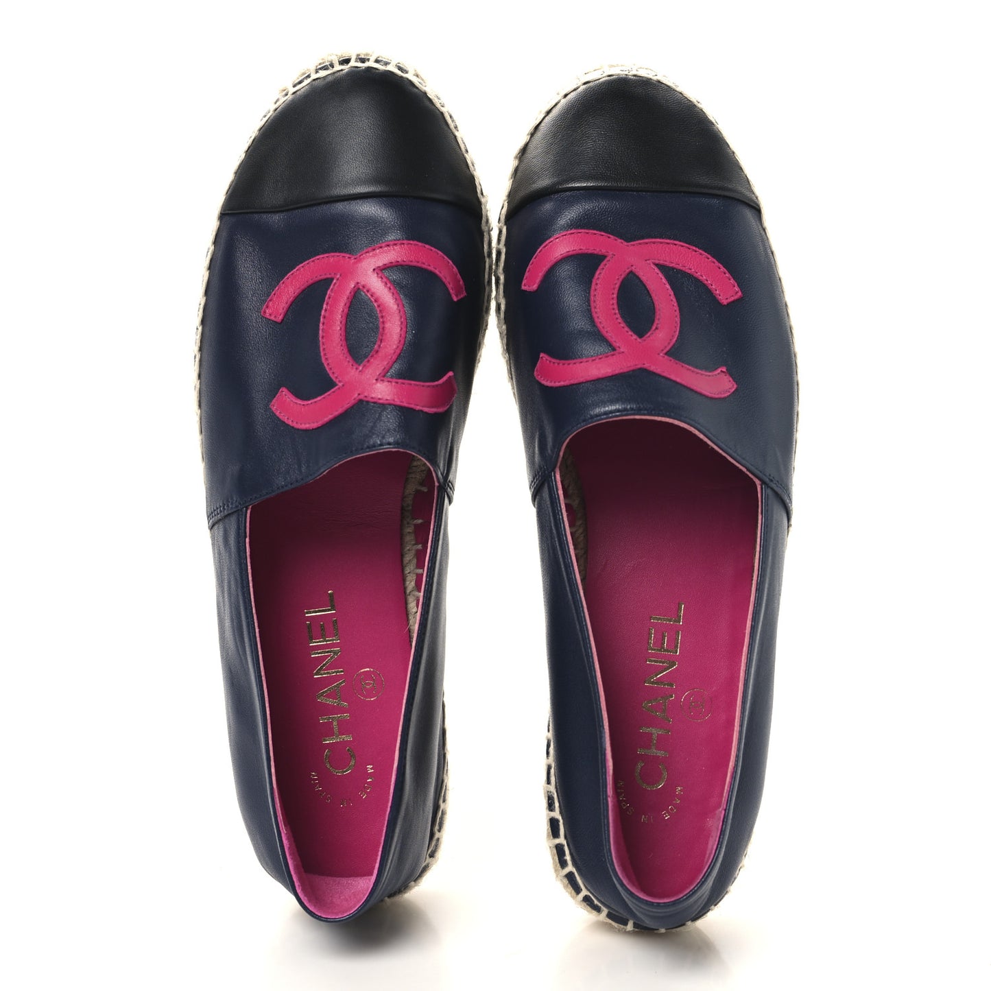 Lambskin CC Espadrilles 38 Navy Fuchsia Black