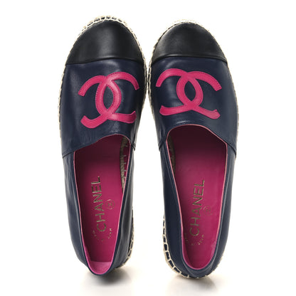 Chanel Lambskin CC Espadrilles 38 Navy Fuchsia Black 2 of 10