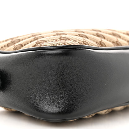 Gucci Monogram Matelasse Diagonal Small GG Marmont Chain Shoulder Bag Beige Black 8 of 10