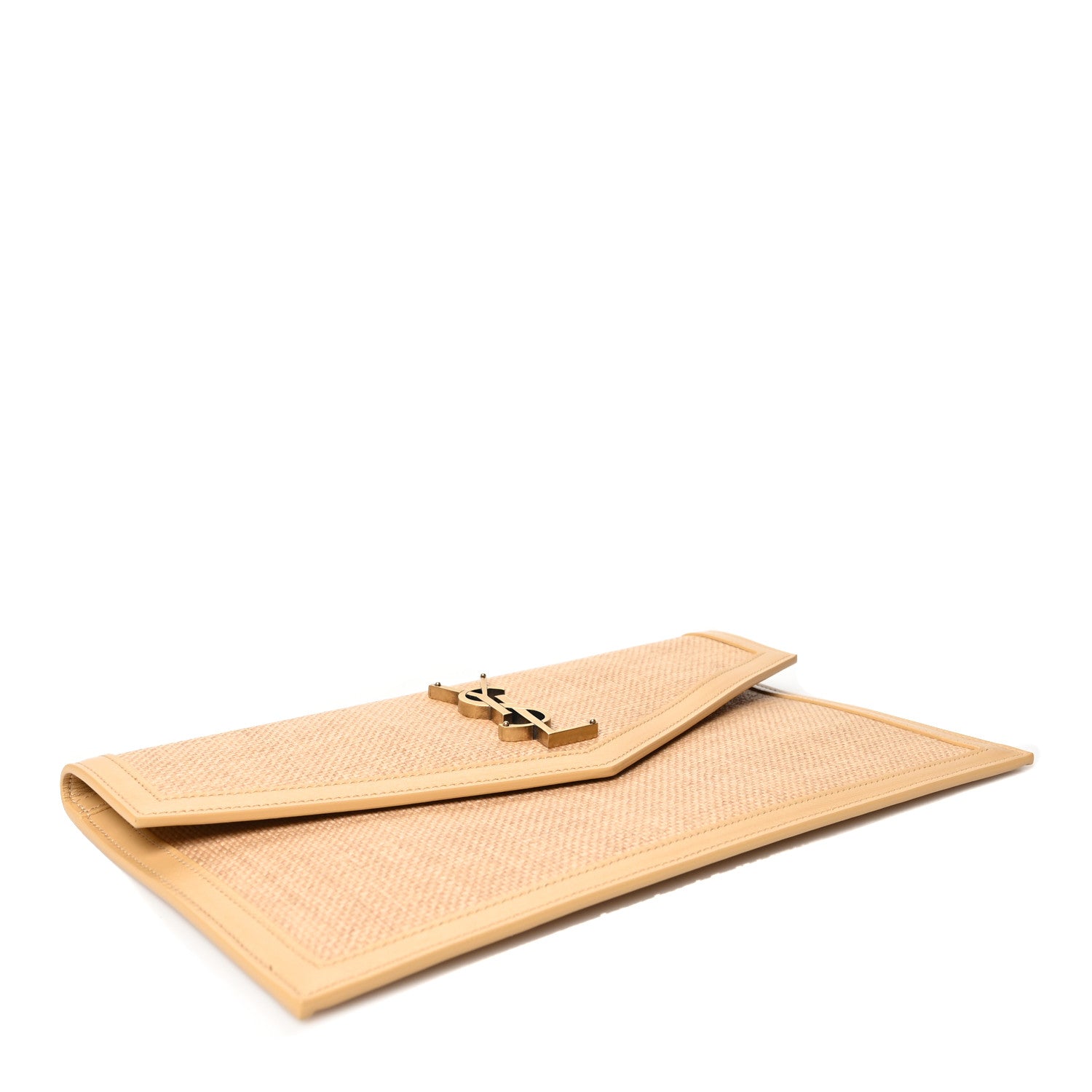 Saint Laurent Micro Raffia Uptown Pouch Natural Hay Blush 4 of 7