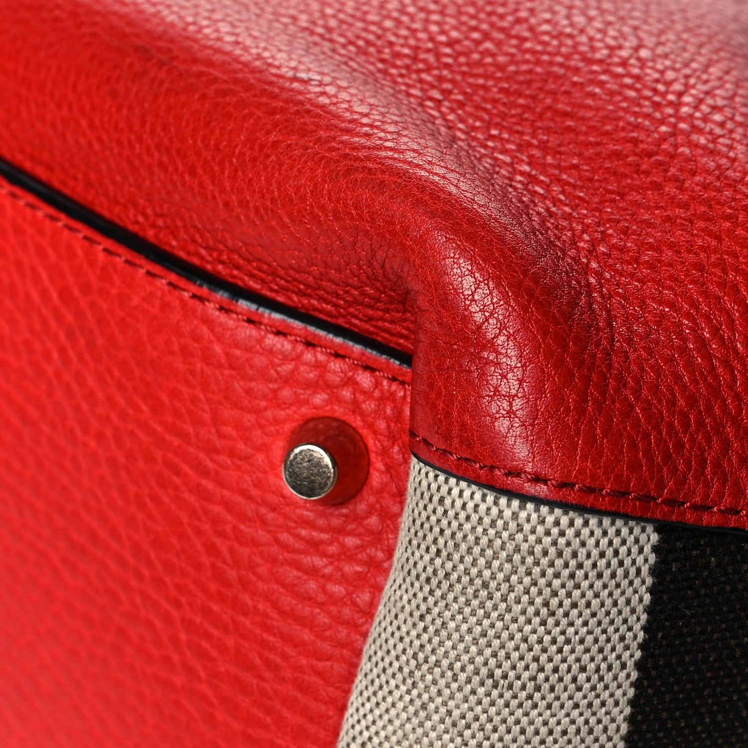 Burberry Grainy Calfskin House Check Small Maidstone Red 12 of 18