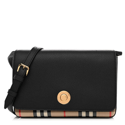 Burberry Grainy Calfskin Vintage Check Hampshire Crossbody Black 1 of 9
