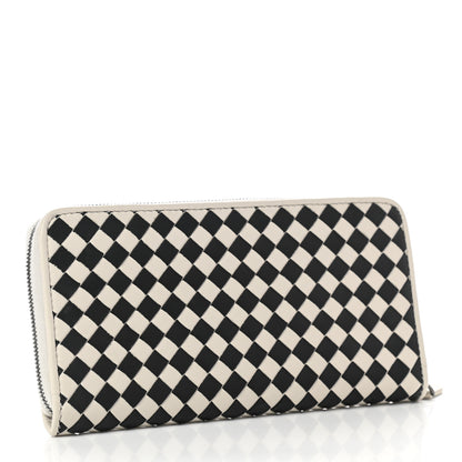 Bottega Veneta Nappa Intrecciato Zip Around Wallet Black White 3 of 8