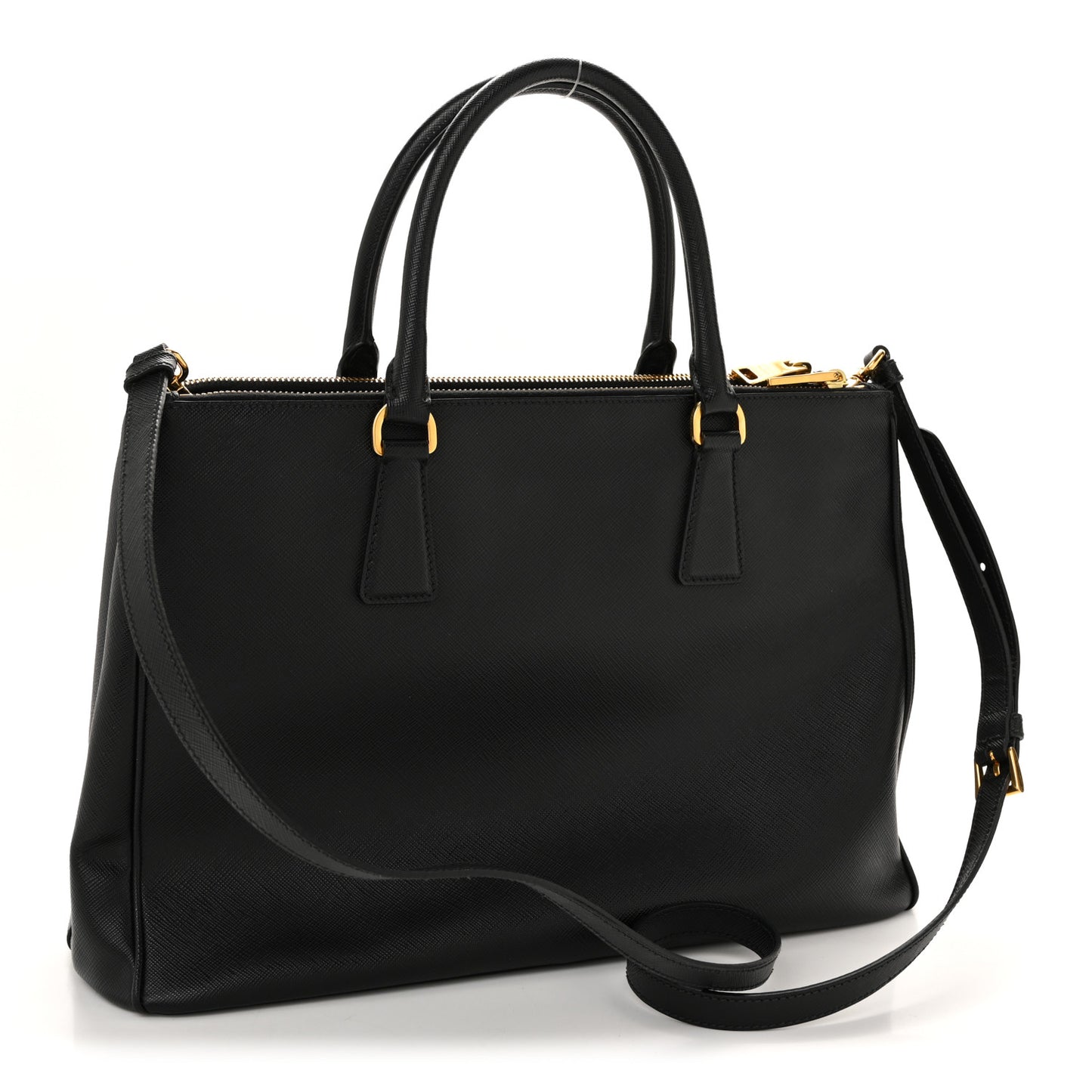 Saffiano Lux Medium Galleria Double Zip Tote Black