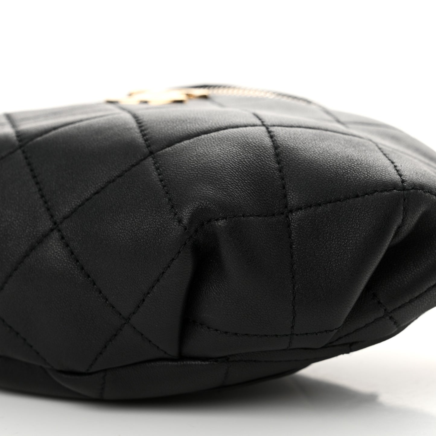 Lambskin Quilted Resin Bi-Color Waist Bag Fanny Pack Black