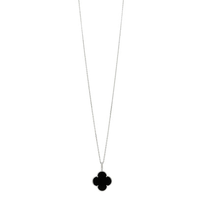 Van Cleef & Arpels 18K White Gold Black Onyx Magic Alhambra Pendant Necklace 1 of 5
