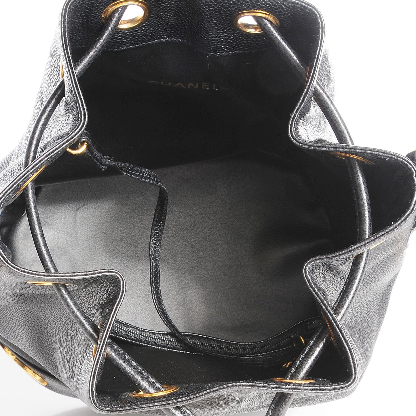Caviar CC Drawstring Shoulder Bag Black