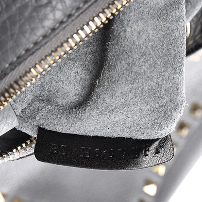 Valentino Garavani Pebbled Calfskin Large Rockstud Flip-Lock Messenger Bag Grey 6 of 14