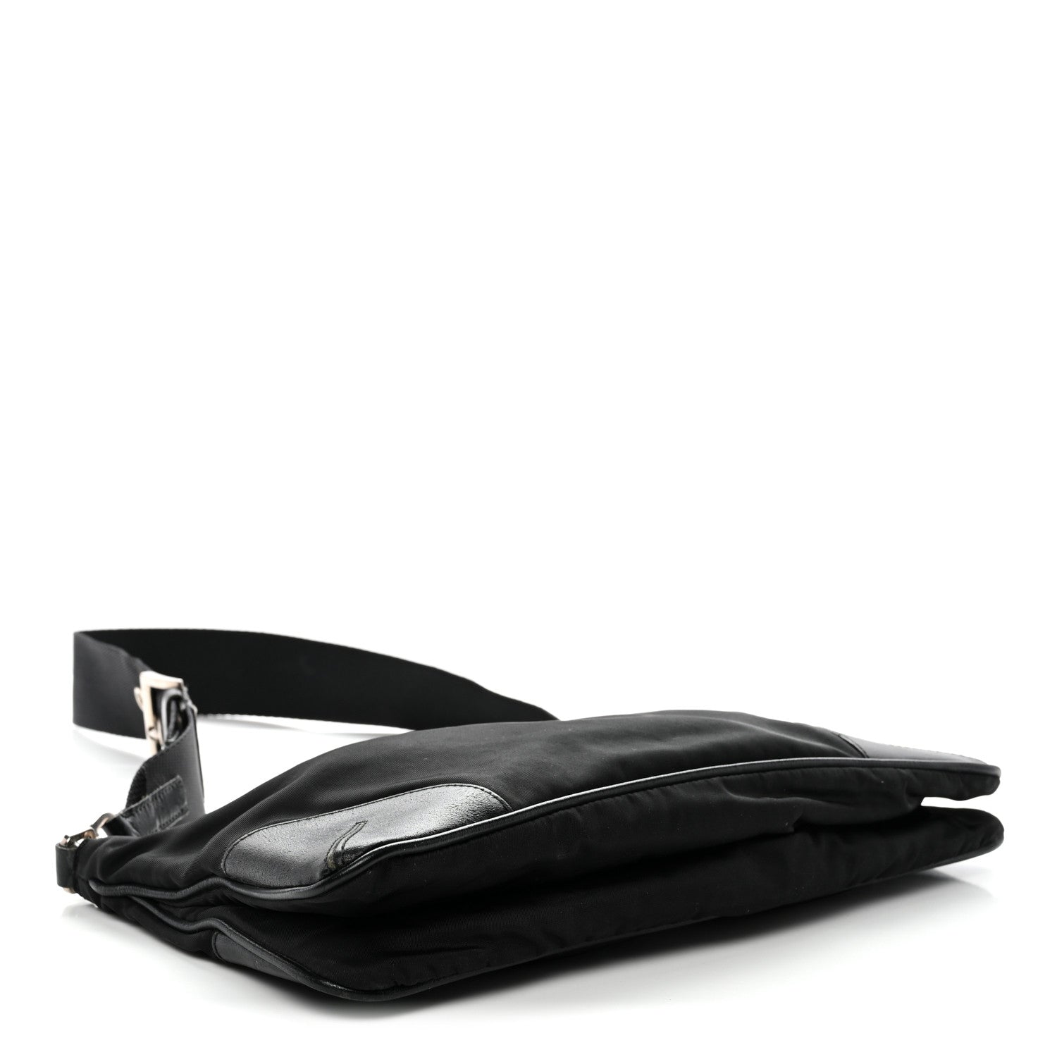 Prada Tessuto Light Nylon Soft Calf Shoulder Bag Black 4 of 14